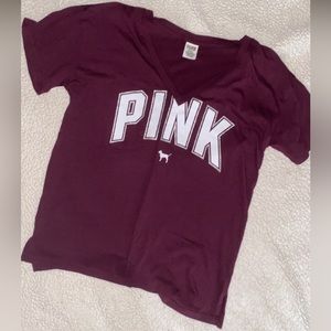 VS PINK Deep V-Neck Tee